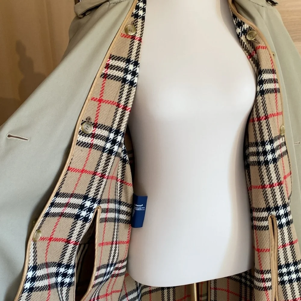 Vintage Burberrys London Trench Coat Size 10 Regular Nova Check Liner Beige - Picture 11 of 17